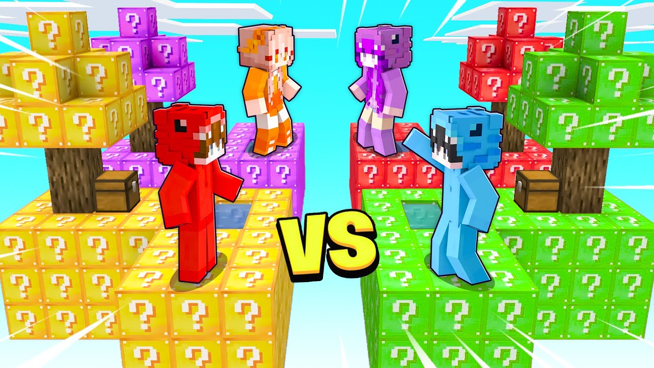 Sobrevivimos en Islas de Lucky Blocks en Minecraft!