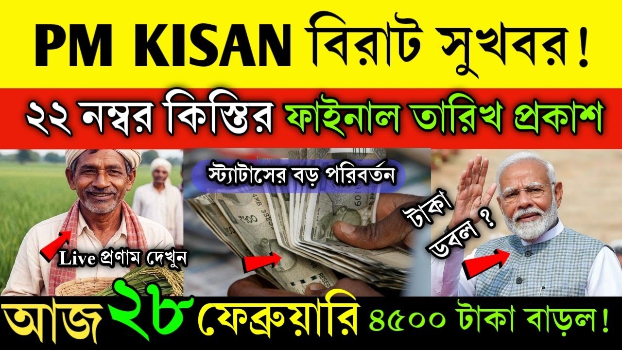 আনন্দের! পিএম কিষাণ টাকা ডবল বাড়লো | পিএম কিষান ২২ কিস্তির টাকা কবে দেবে|২০০০ বদলে ৬০০০ টাকা বাড়ল 