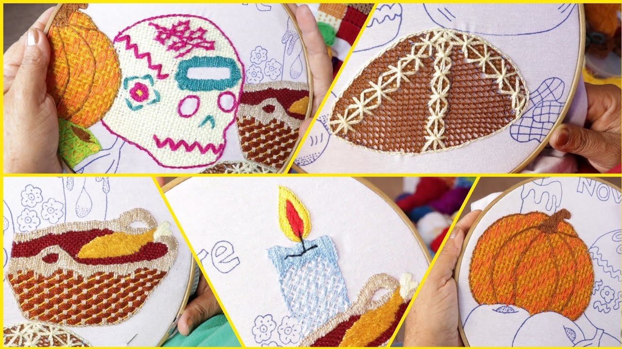 A que no has visto esta puntada de una servilleta del día de muertos 😱embroidery for beginners