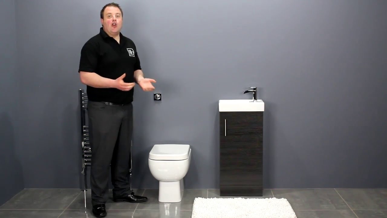 Black Ash Vanity Unit & Short Projection Toilet for Small Bathrooms