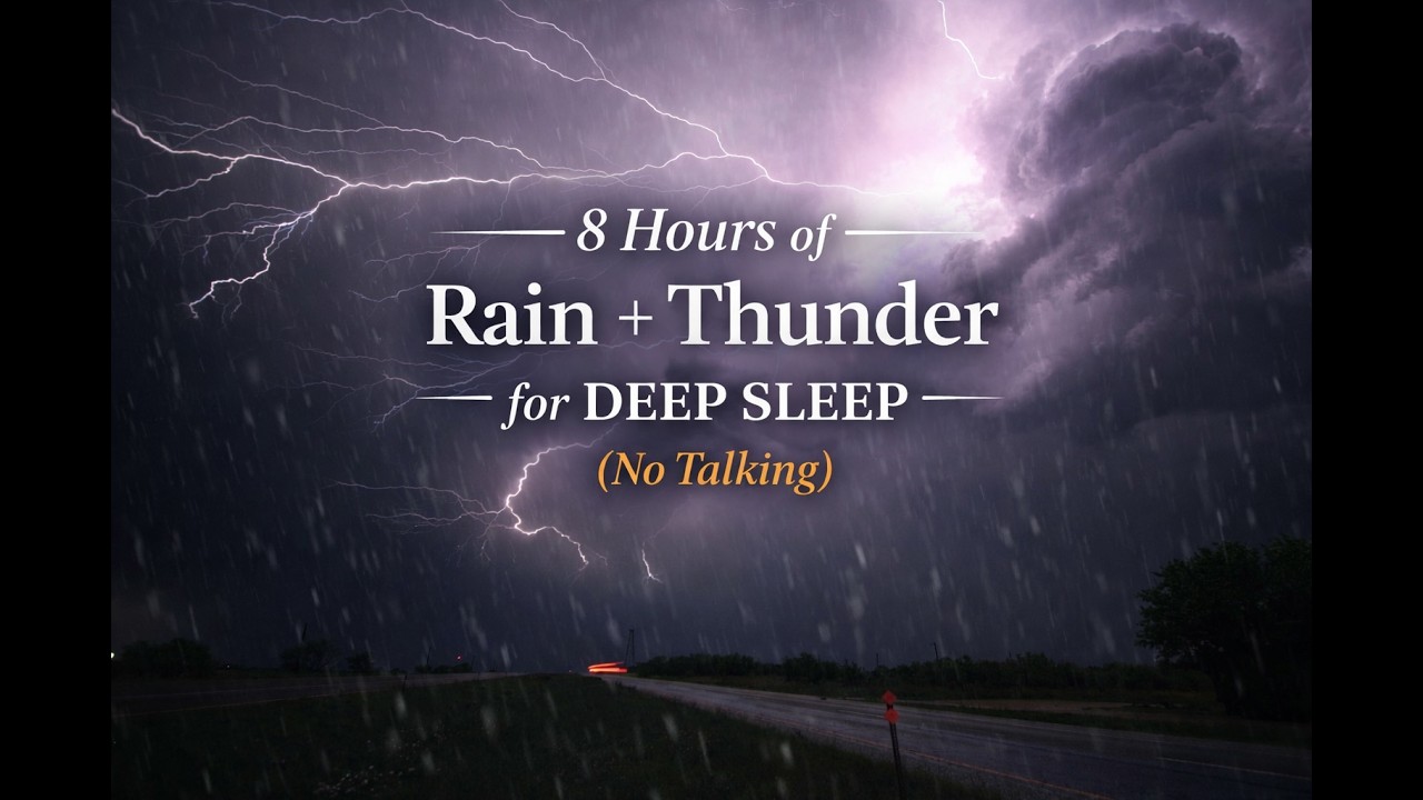 Thunder and Rain Sounds for Sleep | Deep Thunderstorm for Deep Sleep | 8 Hours No Talking