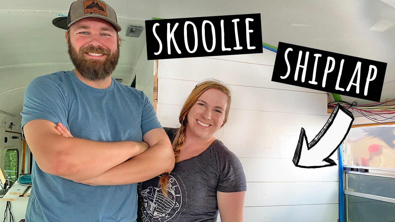 Skoolie Shiplap Install || 2020 Bus Conversion - Ep. 26 || TaleOfTwoSmittys