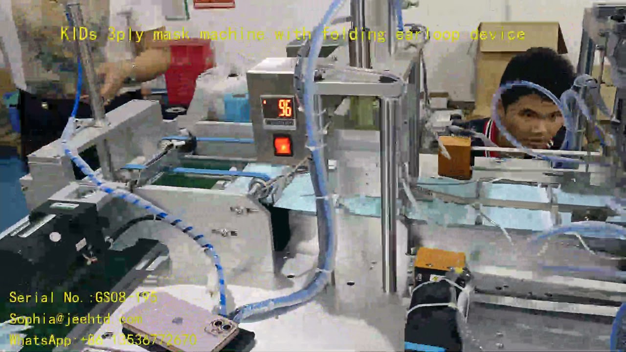 Inspection of 3ply face mask machine with correction device and folding earloop device