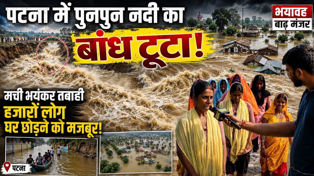 Patna में पुनपुन नदी का बांध टूटा! मची भयंकर तबाही, हजारों लोग घर छोड़ने को मजबूर! Bihar Flood