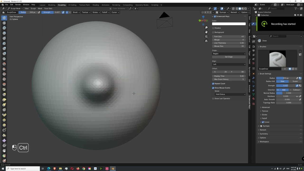 Blender Sculpting Shortcut: how to invert brush