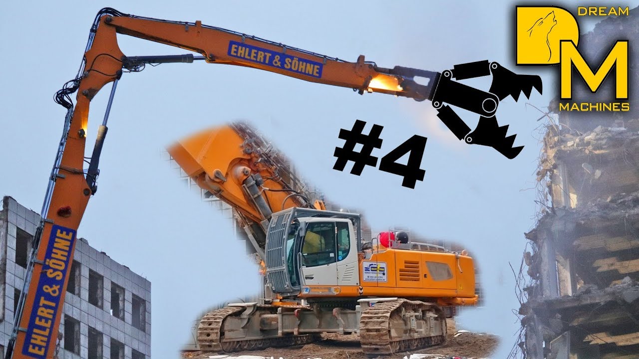 LIEBHERR R960 Bagger Abbruch Baustelle Innenstadt Doku City-Hof Hamburg #4 Rückbau ganz hoch oben