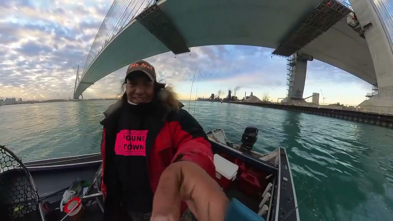 Kodey and Chelsea November 14 Detroit River Walleye Fishing
