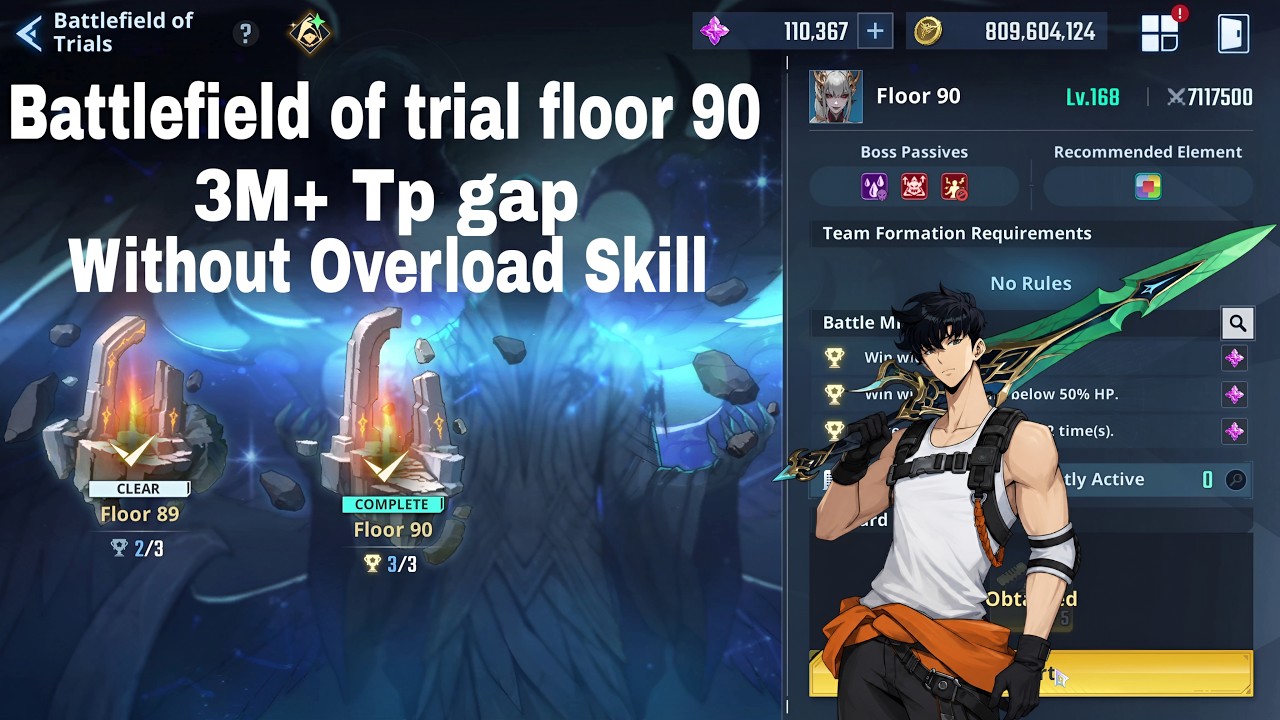 Battlefield of Trials Floor 90 CLEARED 😱 | 3M+ TP Gap WITHOUT Overload Skill | Solo Leveling Arise