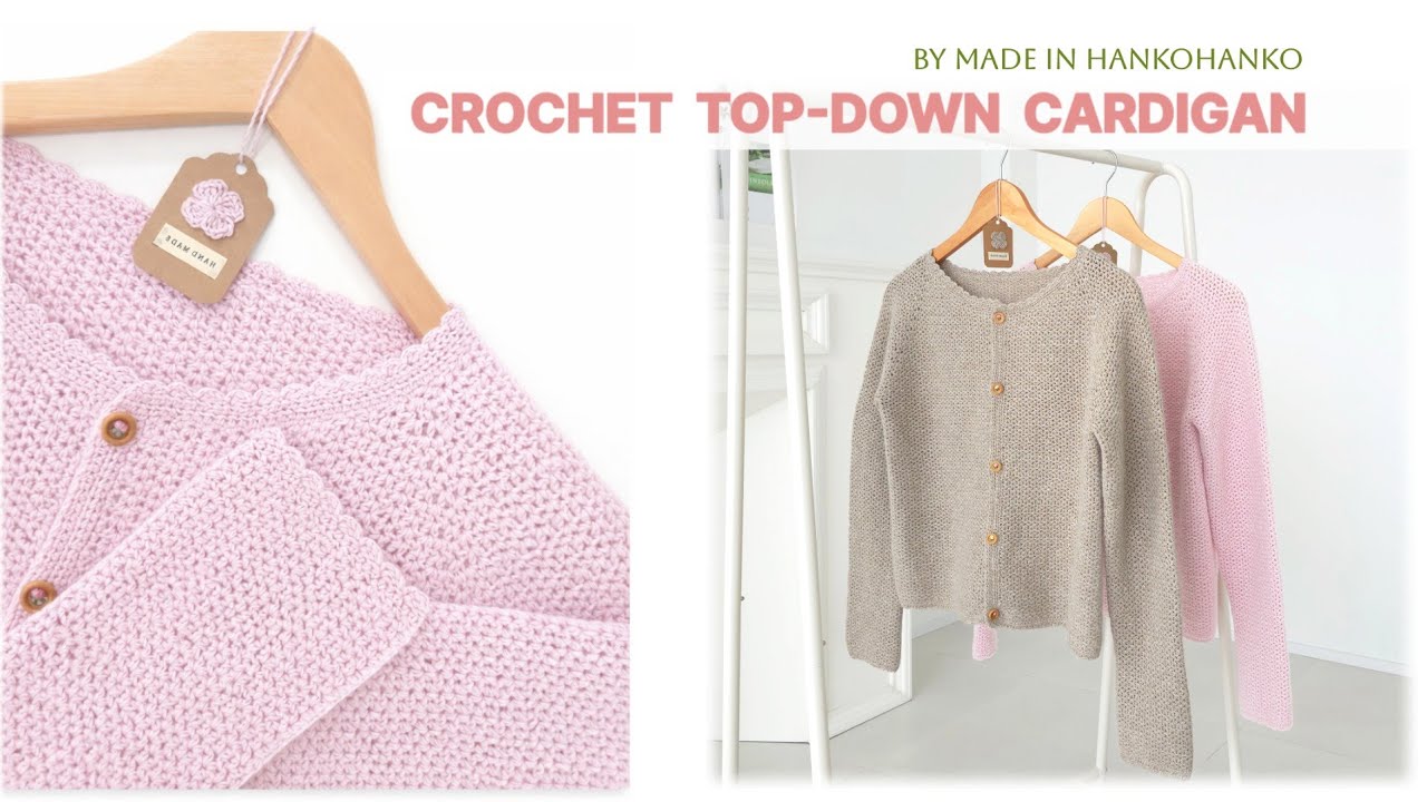 [1부]심플하지만 깊이있게🌷🌷코바늘 탑다운 가디건 | CROCHET TOP-DOWN CARDIGAN  #crochet #코바늘#코바늘가디건 