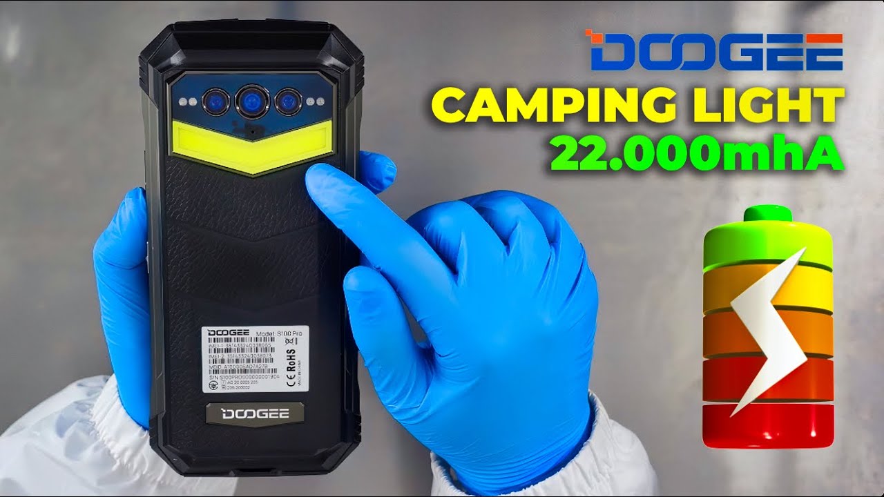 The longest Battery life on a Smartphone 22.000mhA with Campign light  Doogee S100 PRO Unboxing ASMR