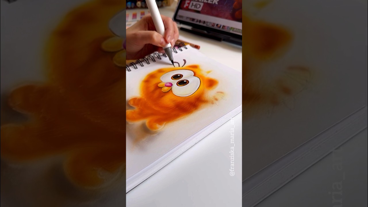Drawing Baby Garfield 🐱 #fanart #garfield #art #sketchbook #ohuhu #copic #markerart #posca #drawing