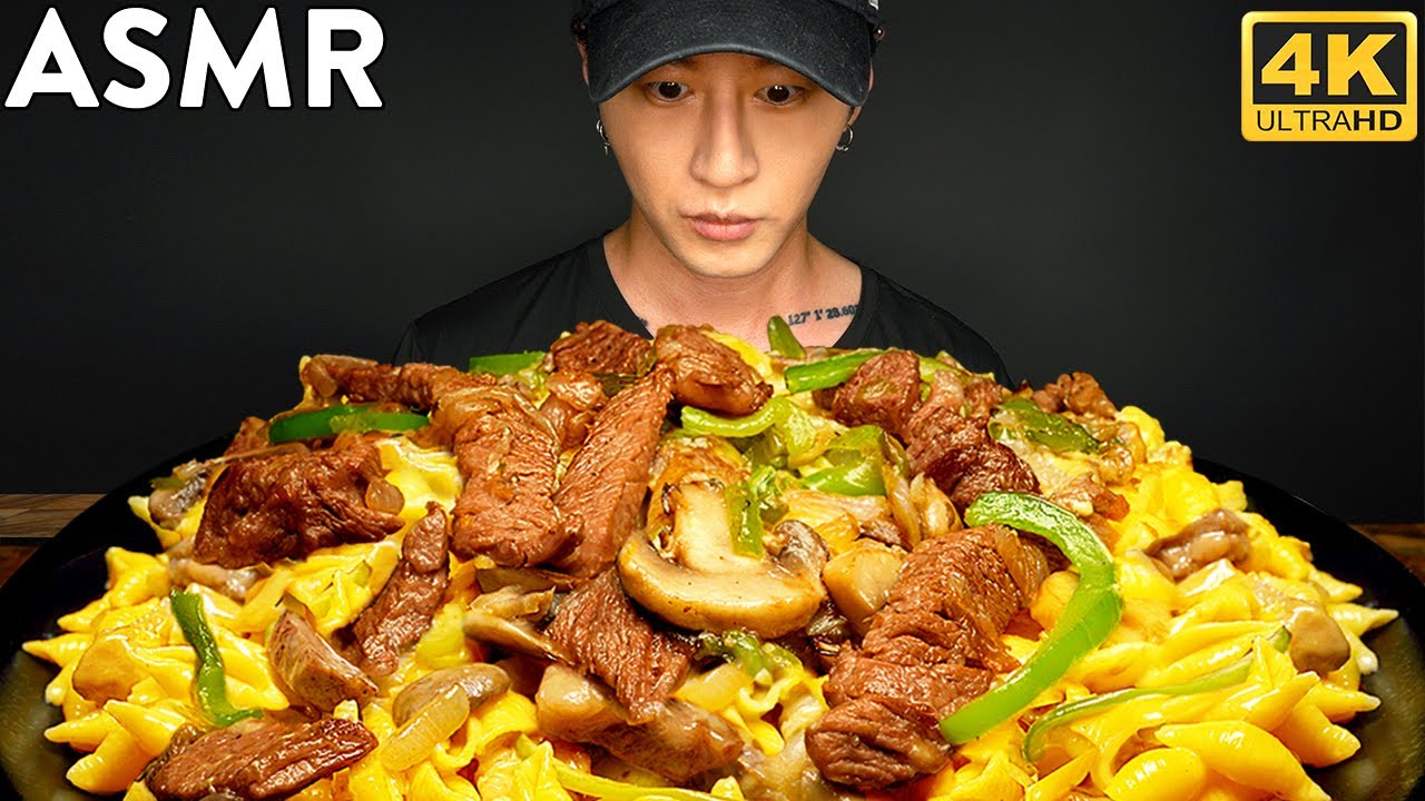 ASMR PHILLY CHEESESTEAK MAC N CHEESE MUKBANG | COOKING & EATING SOUNDS | Zach Choi ASMR