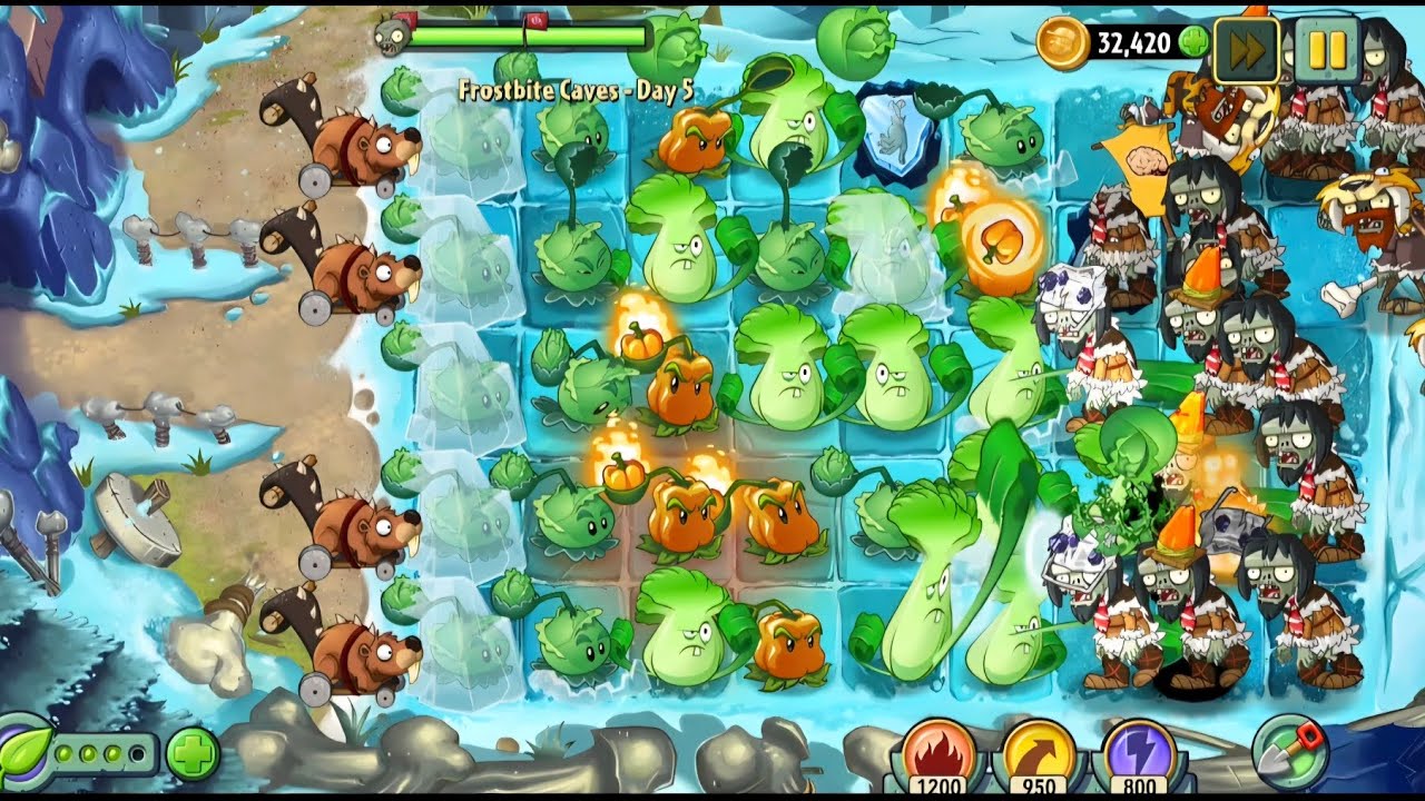 Punching the Zombies Hard💪 PVZ mini games Frostbite Caves Day(04,05)