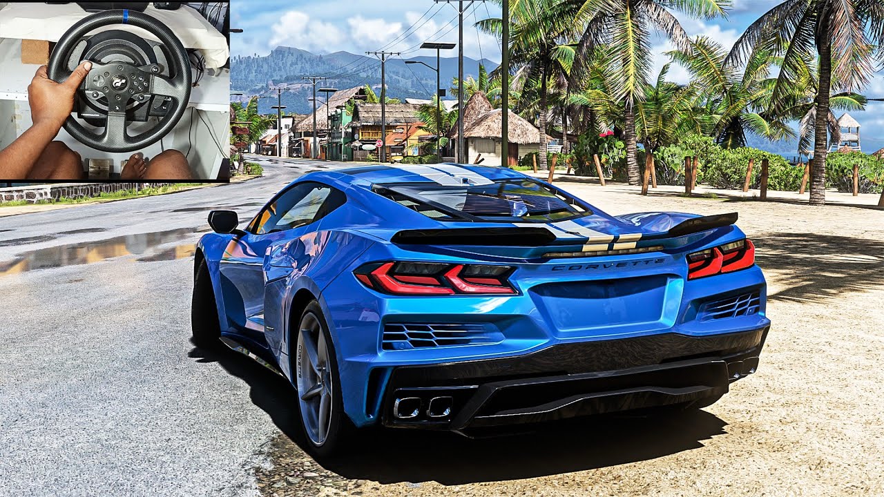 850 HP Chevrolet Corvette E-Ray - Forza Horizon 5 Steering Wheel Gameplay Thrust muster T300 GT