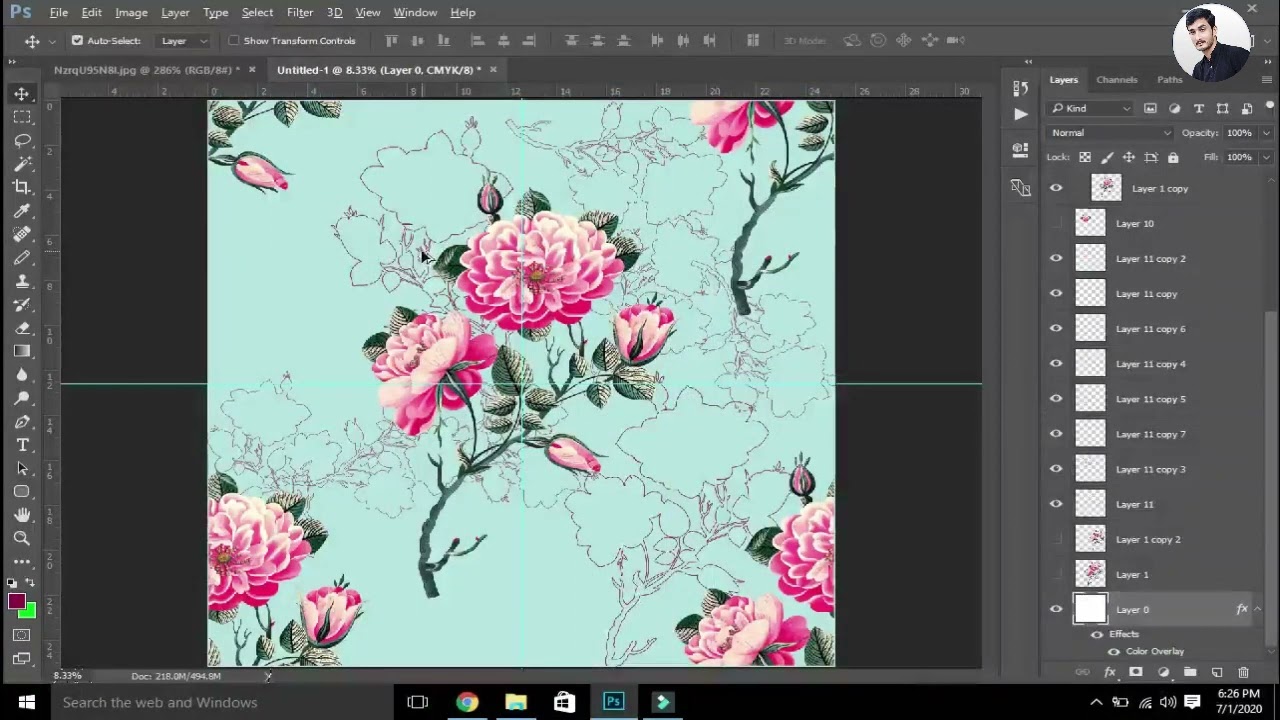 Class :14 | How Create Cross Repeat Design |Textile Design in Adobe Photoshop 2020    SaQib Designer