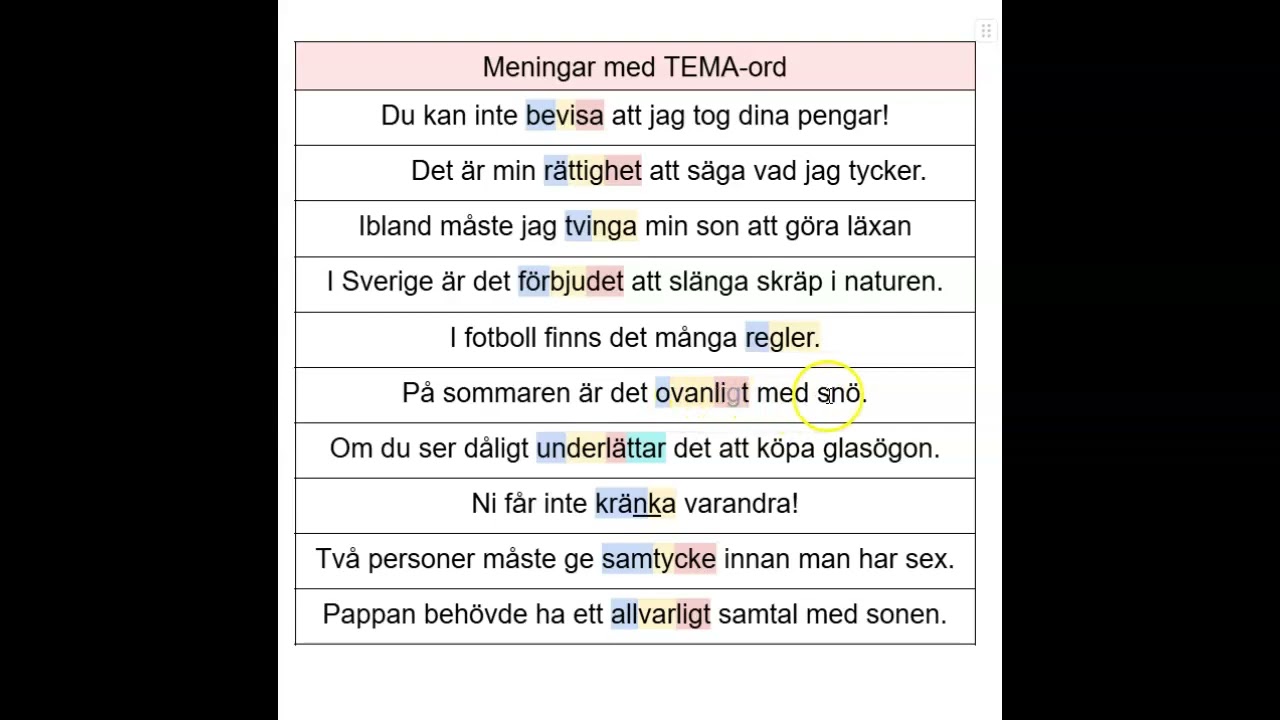Inläsning meningar X5