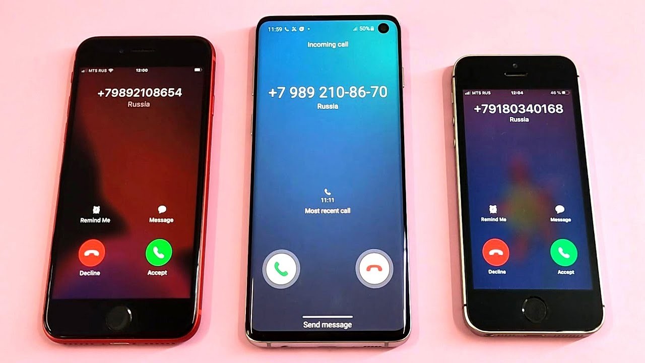 Apple iPhone 8 vs Samsung Galaxy S10 vs iPhone 5SE incoming call & outgoing call