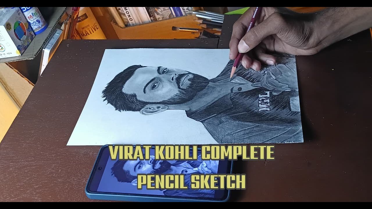 Virat Kohli Realistic Portrait Drawing | Full Process 🖤🔥