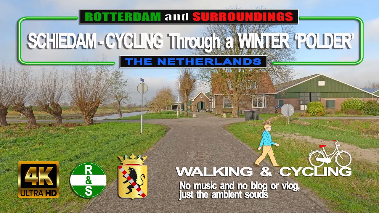 (4K) SCHIEDAM - CYCLING THROUGH THE 'POLDER' IN DECEMBER (The Netherlands) Walking and Cycling