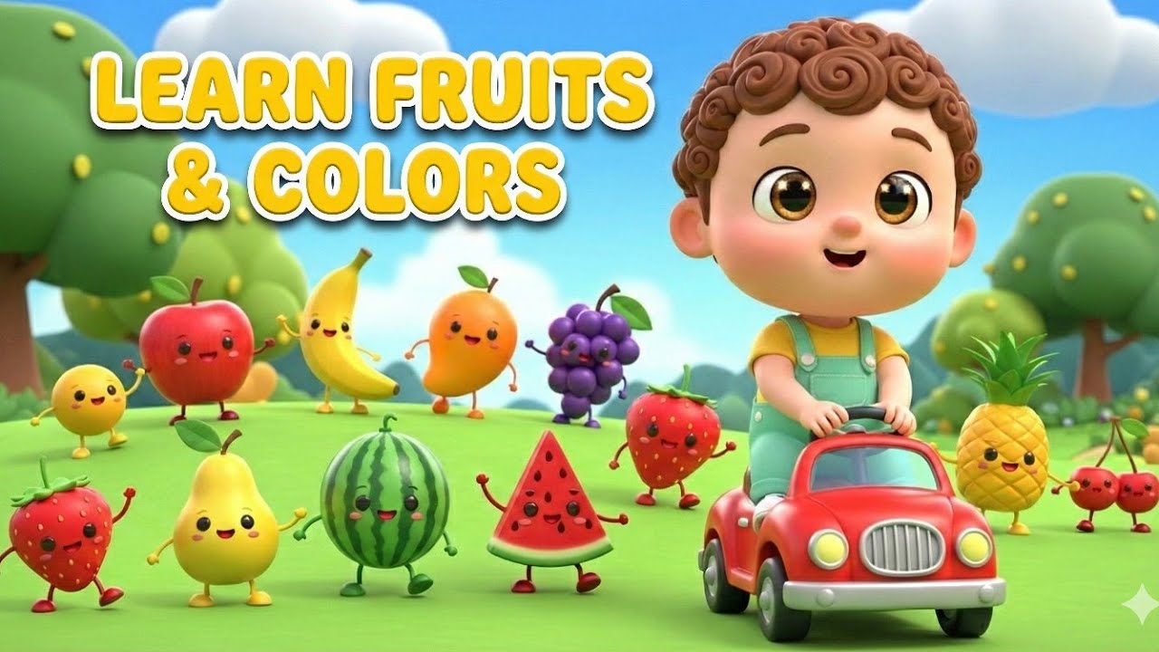 Color & Fruit Learning for Toddlers 🎨🍓 Fun Cartoon Painting | Learn Fruits Name