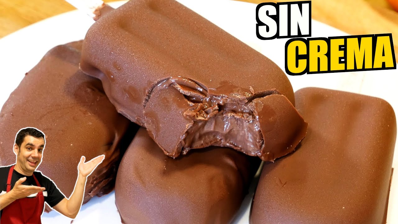 PALETAS de chocolate 🍫 sin crema ni leche condensada y SIN MÁQUINA de helados, receta # 927