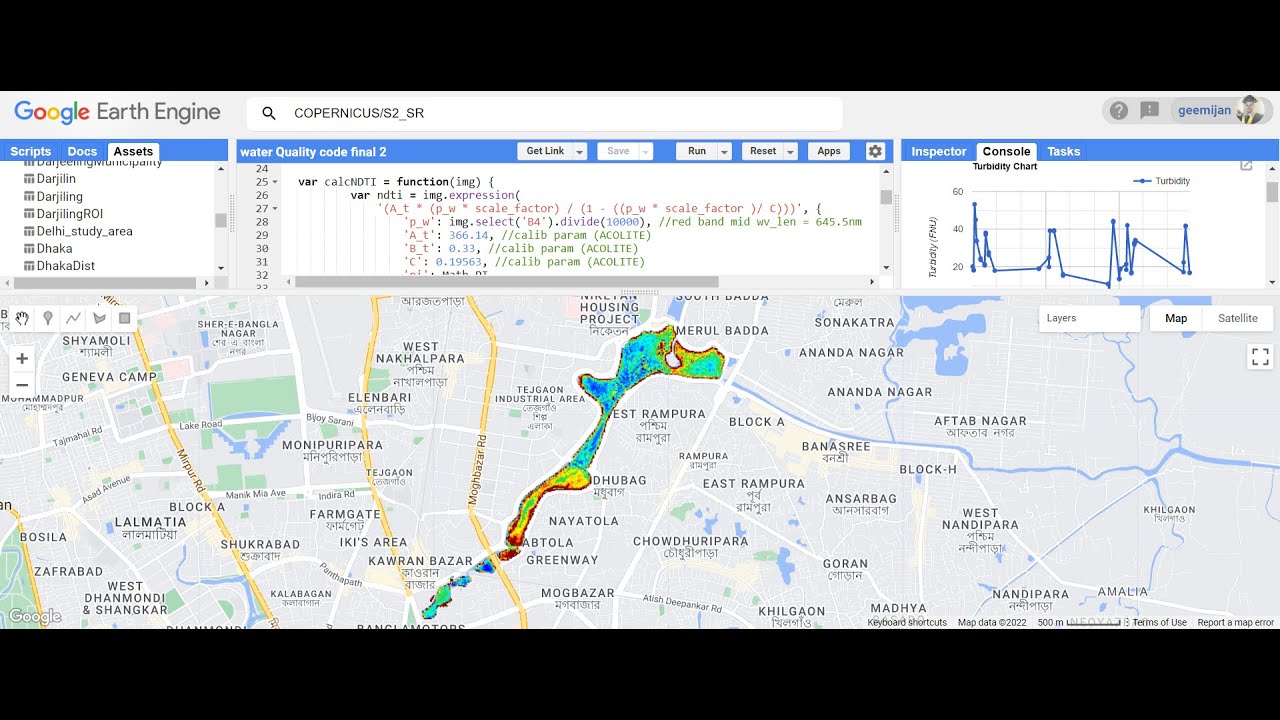 Water Quality Monitoring using Remote sensing in Google Earth Engine || Water Quality analysis