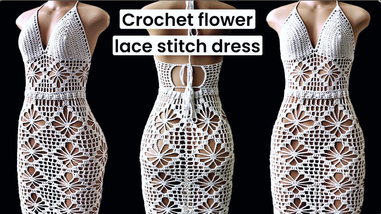 crochet flower lace stitch dress