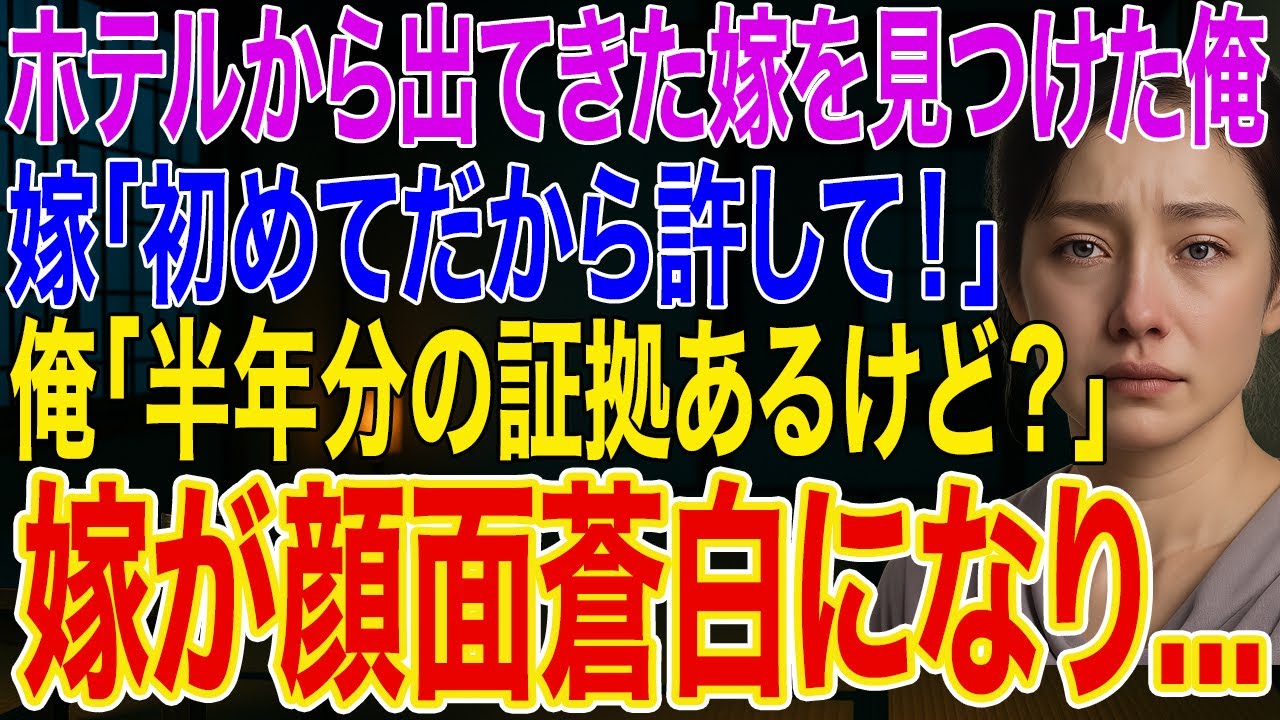 【修羅場】ホテルから出てきた嫁を目撃した俺。嫁「初めてだから許して！」俺「半年分の証拠あるけど？」➡嫁の顔が真っ青に