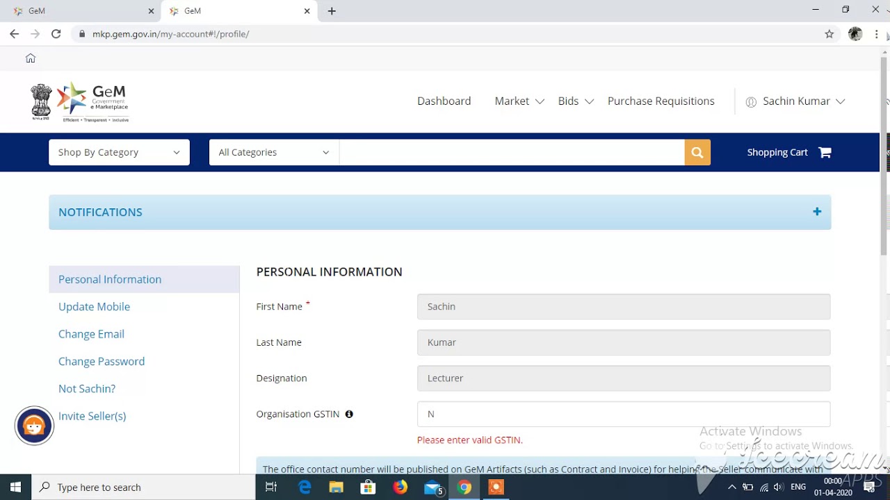 how to change password , email id , password & Buyer details on Gem#Gem#Buyer