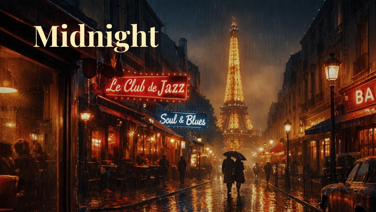 1.5 HOUR Blues Jazz Soul Guitar 🎸 Relaxing Midnight Paris City Ambience