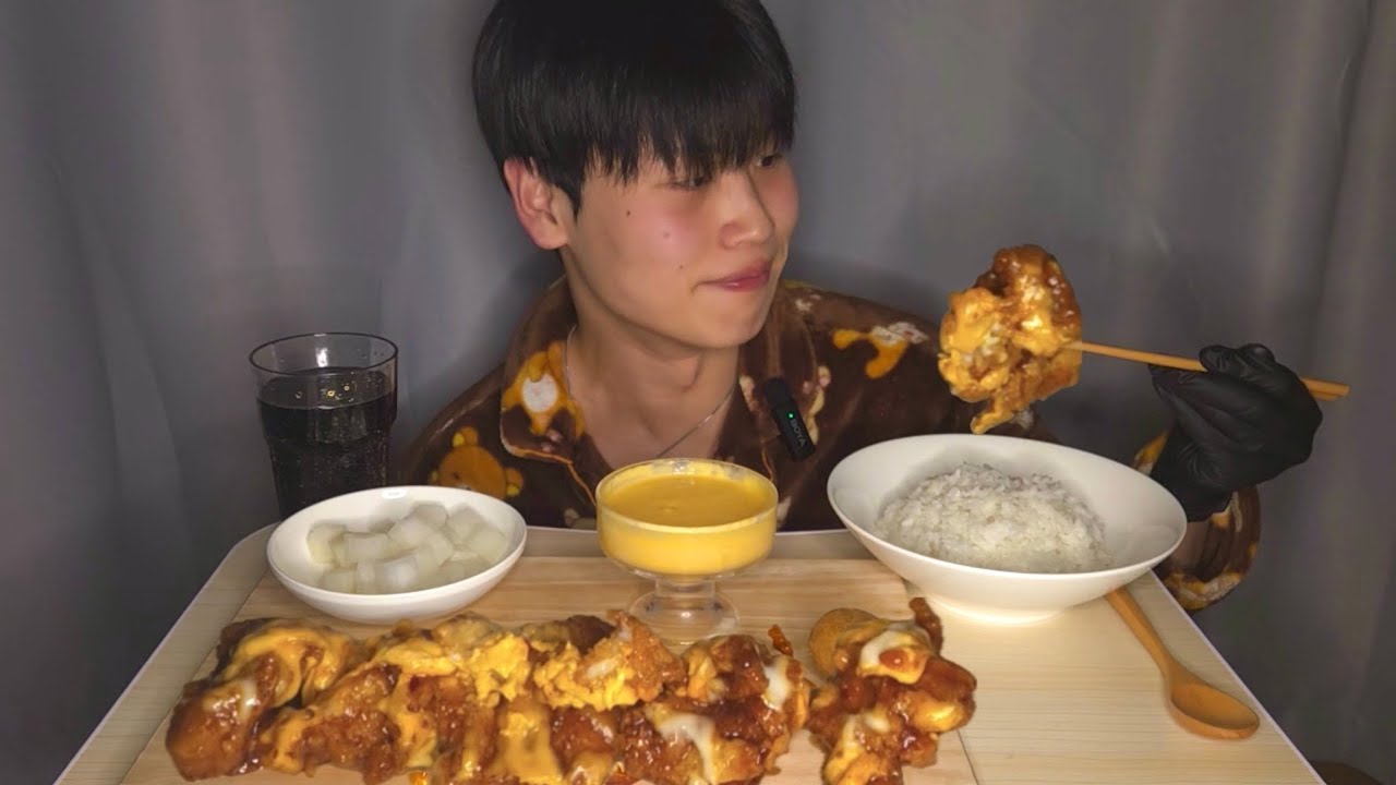 ASMR | MUKBANG Spicy Cheese Chicken & Rice Mukbang 🔥🧀 