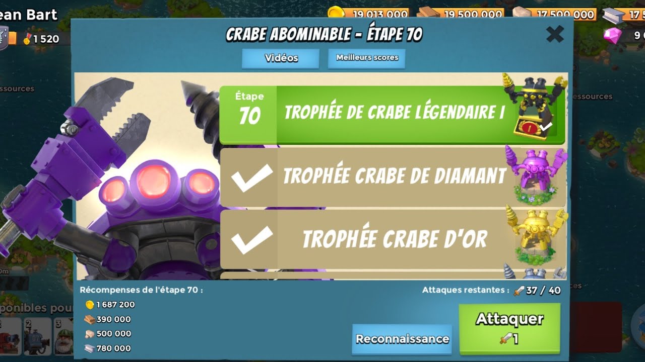 Boom beach, Megacrabe abominable, je débloque le trophée légendaire 