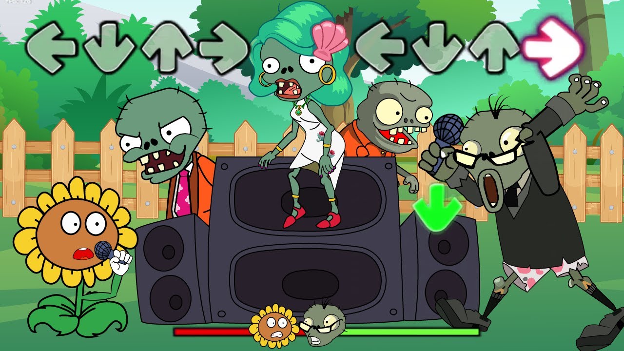 PvZ Creative funny animation: Plant's Night Funkin, Newspaper Zombie found true love