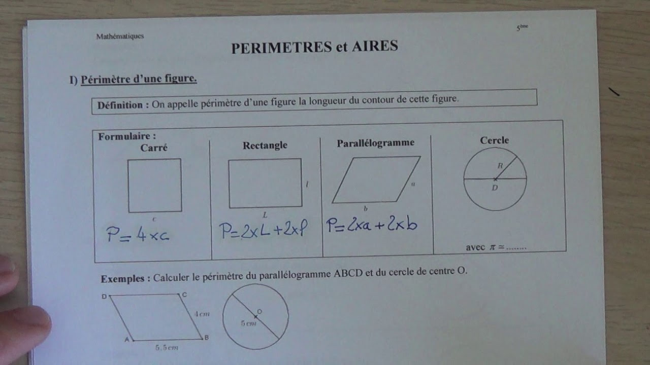 Périmètres et Aires: les périmètres