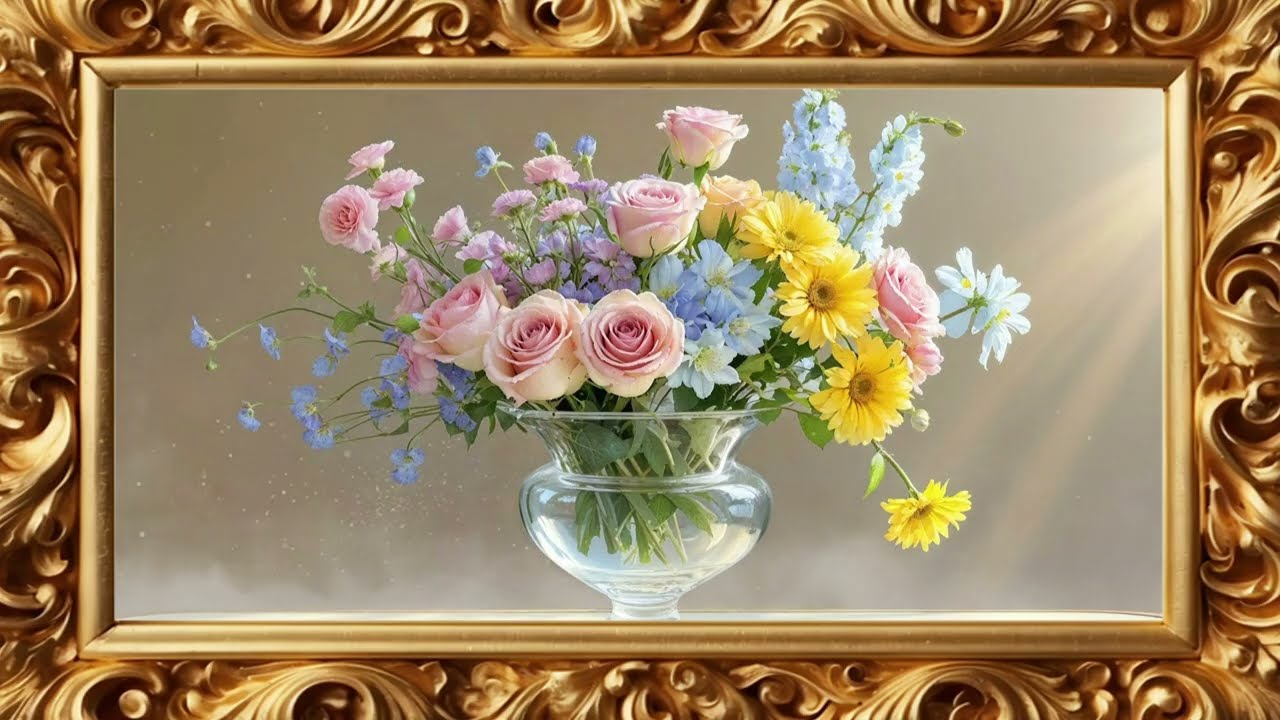 Elegant Flowers Framed Painting in 4K – 2 Hours of Timeless Art for Your TV 🌸🖼️