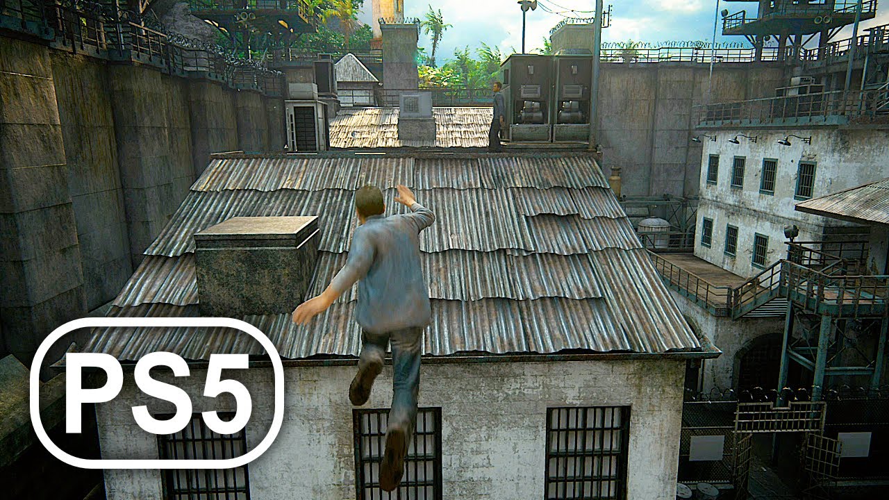 PS5 Gameplay Prison Break Scene 4K ULTRA HD - Uncharted 4