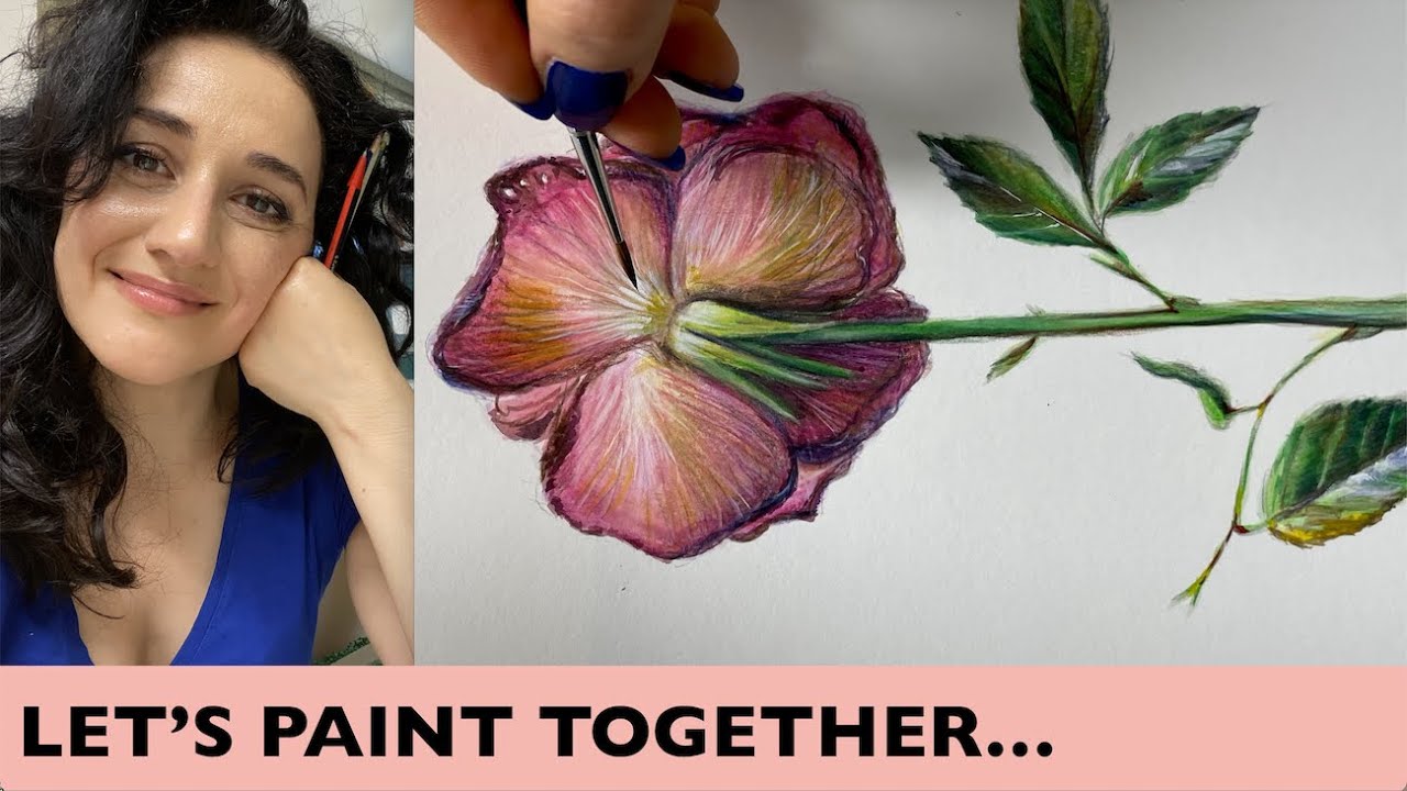 How to Draw/Paint a ROSE - mixed media - ASMR