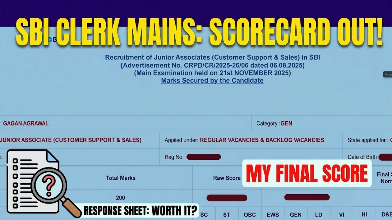 SBI Clerk Mains Scorecard Out! | My Final Score | Is the Response Sheet Worth It? #sbi #2026