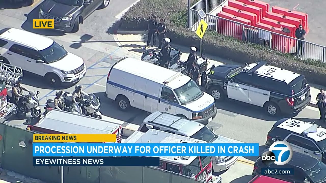 Procession underway for Manhattan Beach motorcycle officer killed in crash
