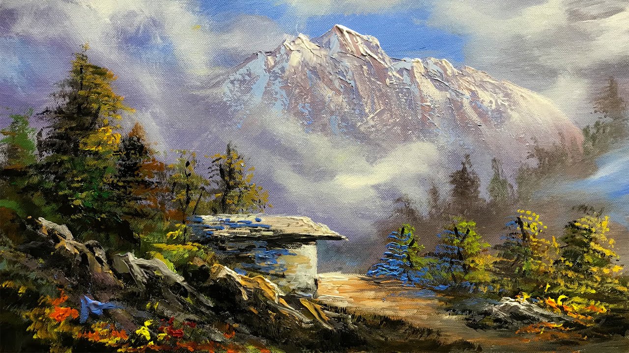 Painting a Beautiful Mountain Landscape with Acrylics | Art Candy Nepal | Nepali Artist |
