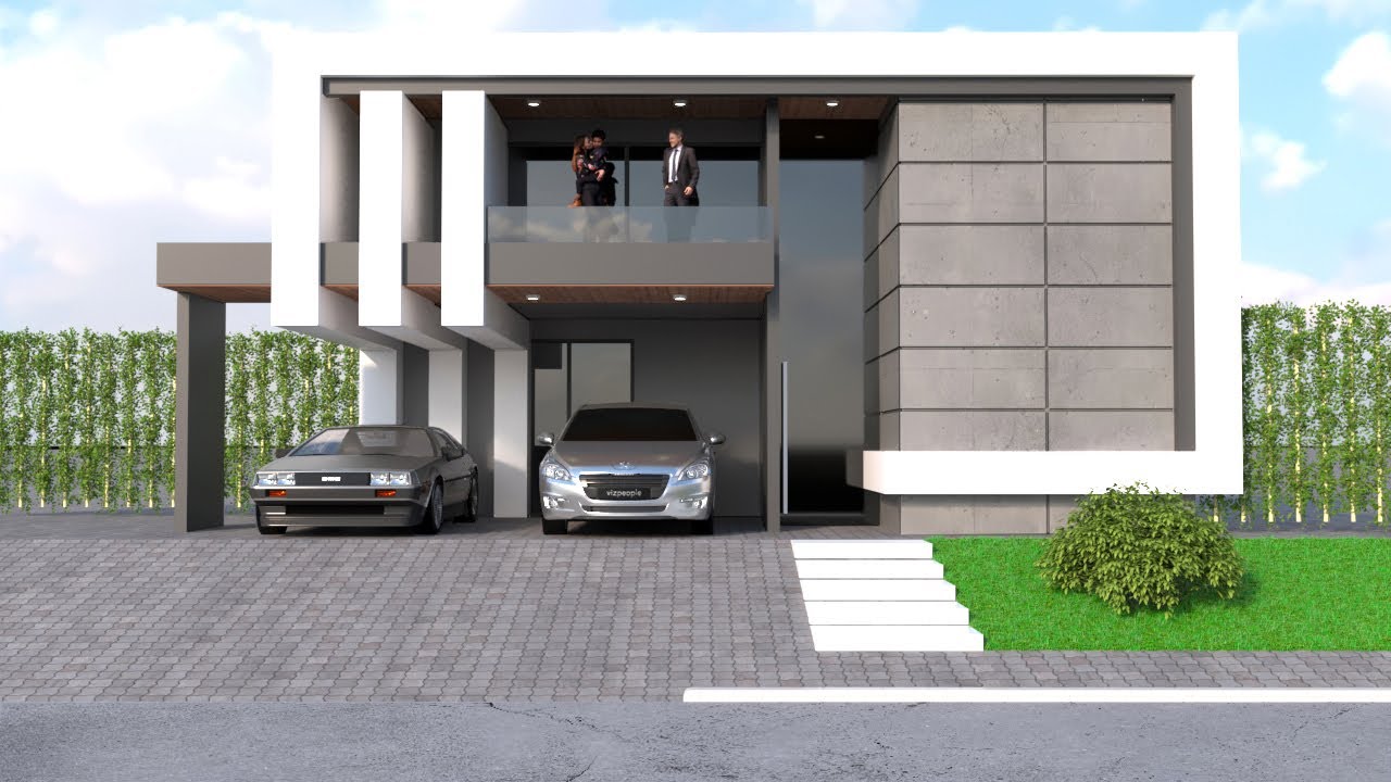 3ds max exterior villa modelling and rendering