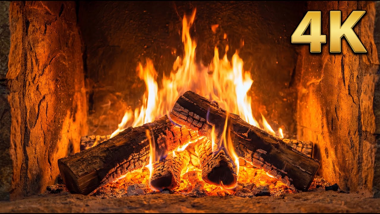 Real Fireplace Ambience 🔥 Crackling Fire Sounds for Sleep | 4K