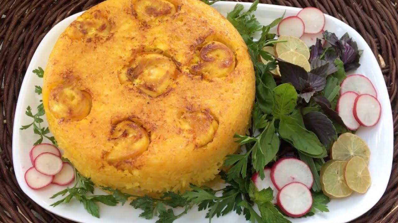 ته چين مرغ با ته ديگ مرغ حلزوني  / همراه با تمام نكات👌