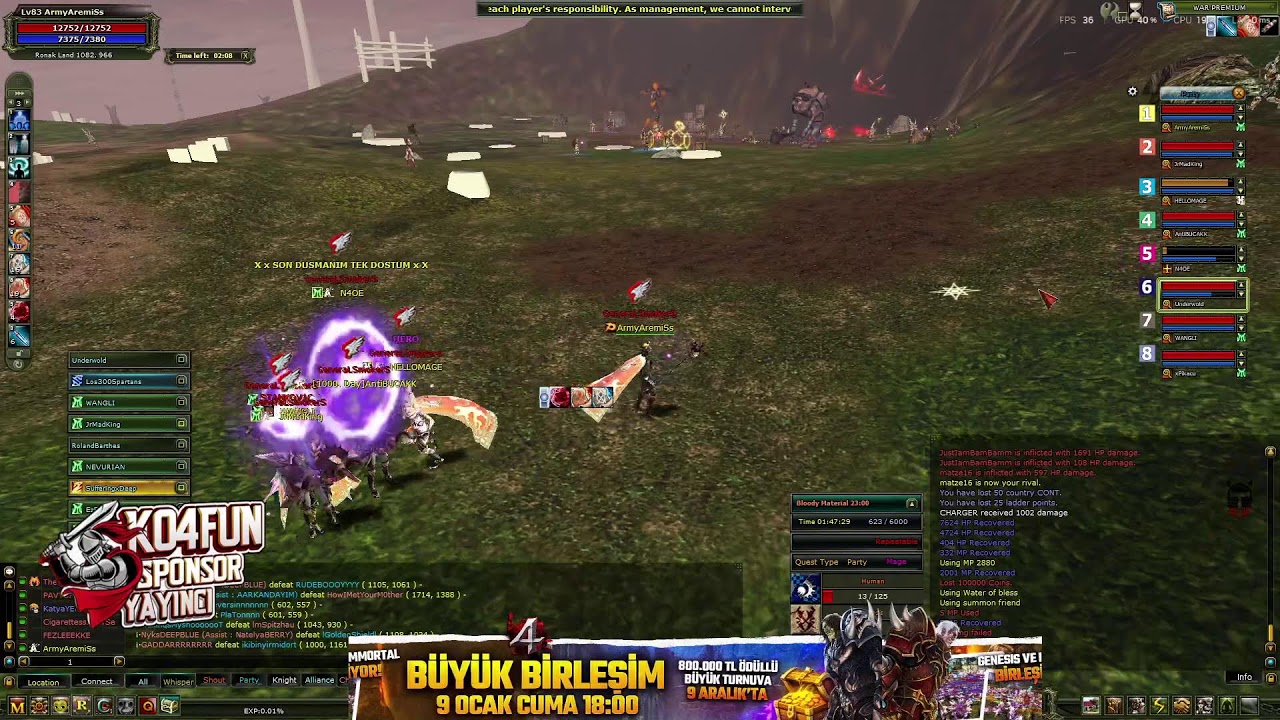 🏆#KO4FUN IMMORTAL 8v8 TURNUVA 🔥PRİME PK TİME 🔥 #KnightOnline 🔥 #PvPServer🔥🏆