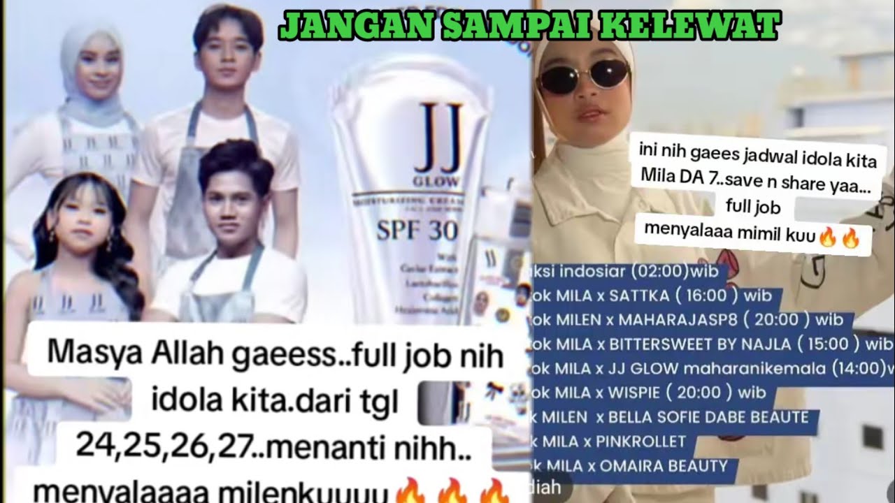 INFO JADWAL LENGKAP MILEN LIVE BERSAMA OWNER SKINCARE & FASHION