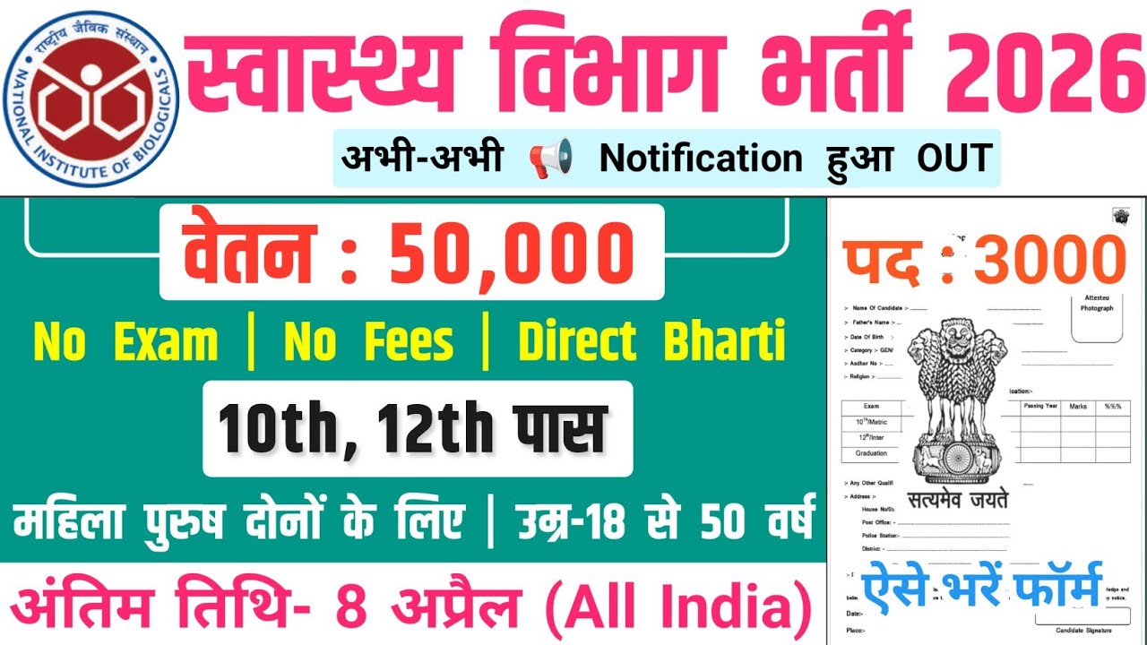 स्वास्थ्य विभाग भर्ती, Salary-70000 | Government Job Vacancy 2026 | New Job Vacancy 2026 