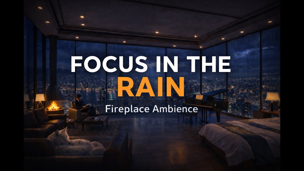 Rainy Night Fireplace Ambience 🌧️🔥 | Lofi for Deep Focus, Study & Concentration