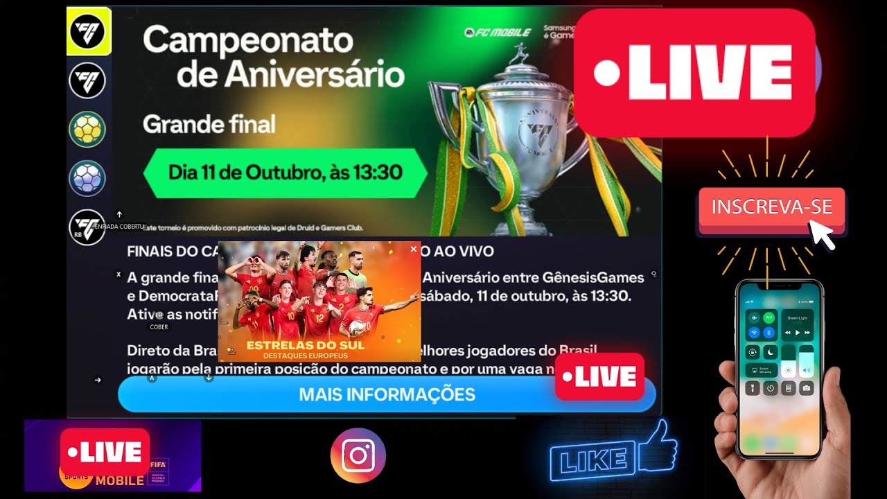 HOJE TEM A GRANDE FINAL DO CAMPEONATO DE ANIVERSARIO DO FC  MOBILE -  EM BUSCA DAS  ESTRELAS!!!