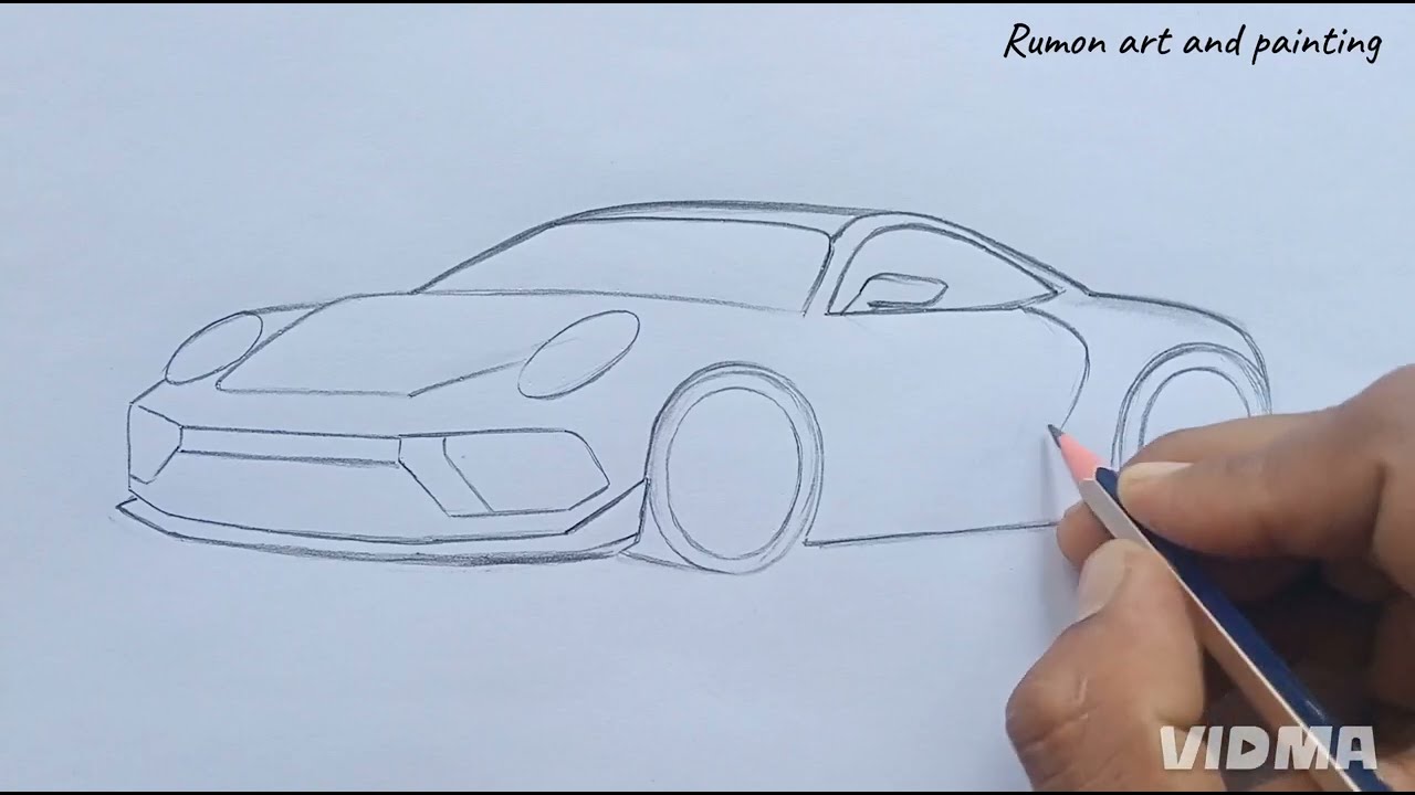 Porsche 911 GT3 RS Drawing | Realistic Porsche Car Sketch Step by Step | GT3 RS Art Tutorial