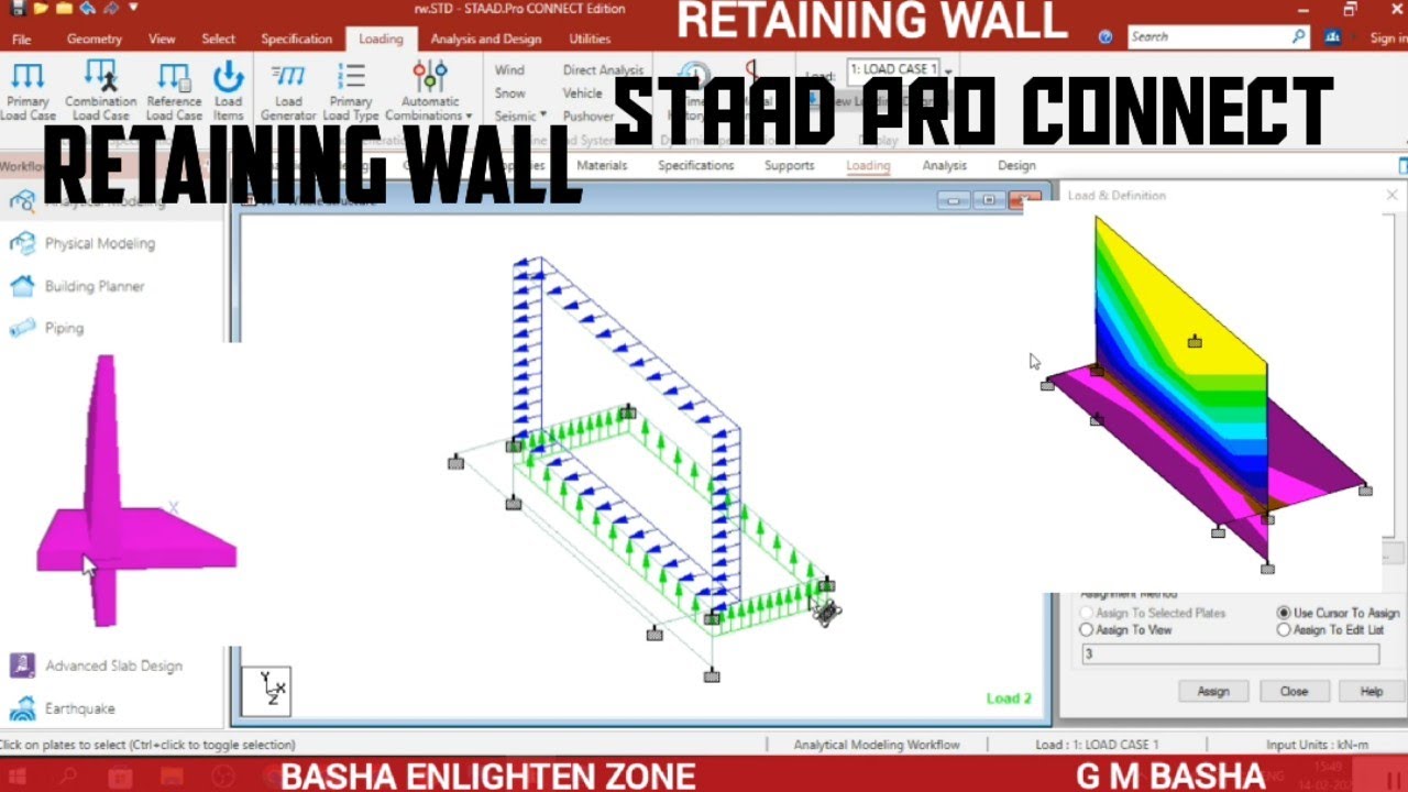 Retaining wall I Analysis I Design I staadpro connect I G M Basha I